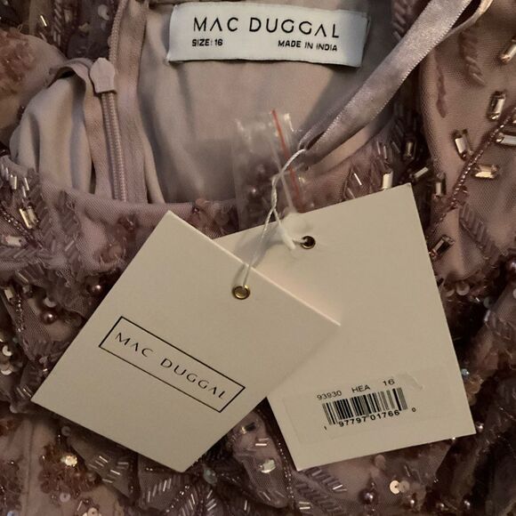 MAC DUGGAL $798 93930 Purple Puff Sleeve Embellished A Line Gown Dress - Picture 14 of 14